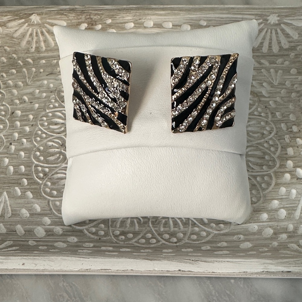 Zebra Patterned Square Earrings